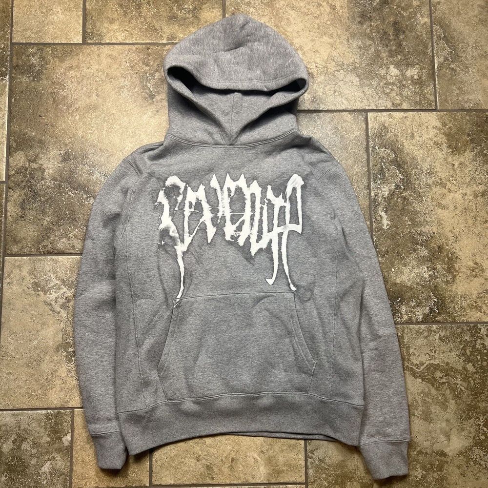 Revenge‎ XXXTentacion Hoodie Sweatshirt Men Large Gray White Outline Skull Smoke